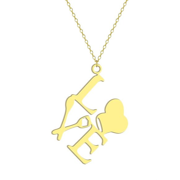Cooking Love Gold Necklace, Love to Cook Chefs Pendant Necklace, Baking - Picture 2 of 4